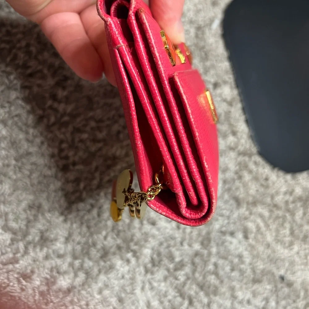MCM Tri fold Pink Wallet with Gold Details - Picture 16 of 17